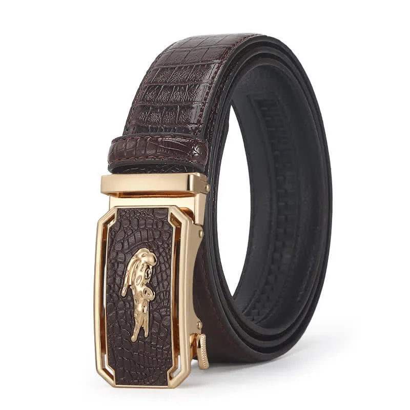 Men's Crocodile Pattern Automatic Buckle Leather Belt