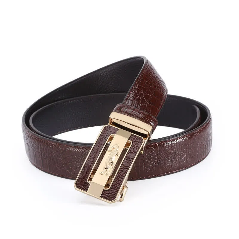 Men's Crocodile Pattern Automatic Buckle Leather Belt