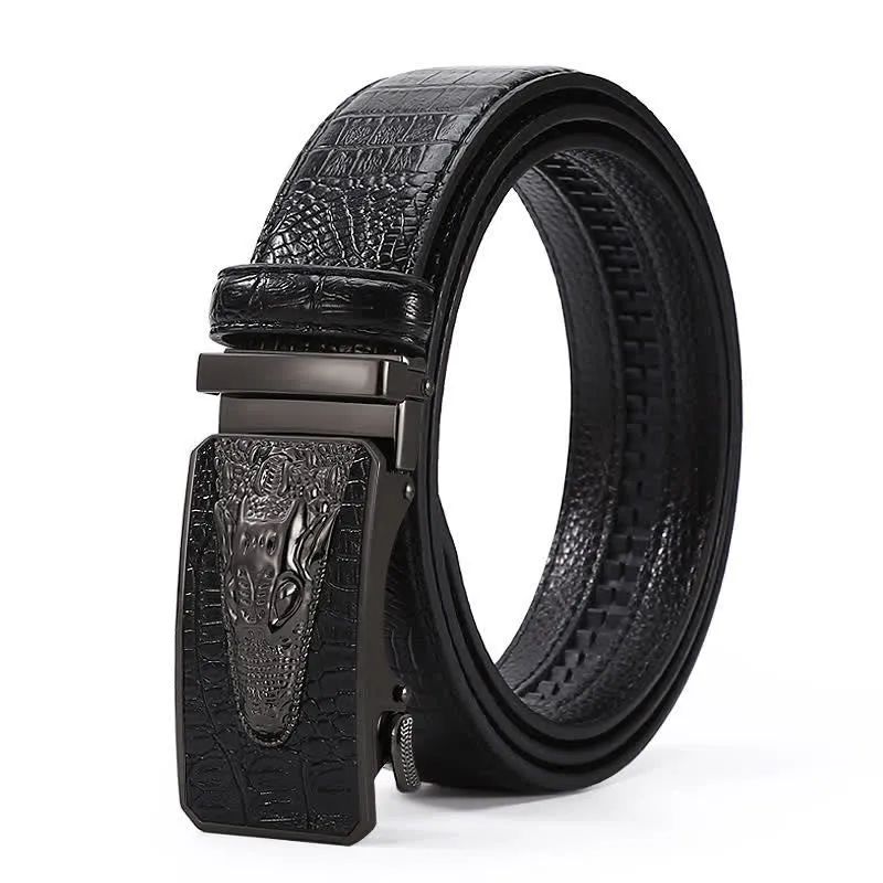 Men's Crocodile Pattern Automatic Buckle Leather Belt