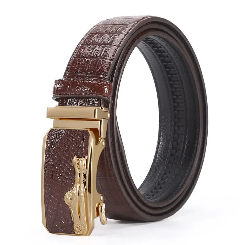 Men's Crocodile Pattern Automatic Buckle Leather Belt