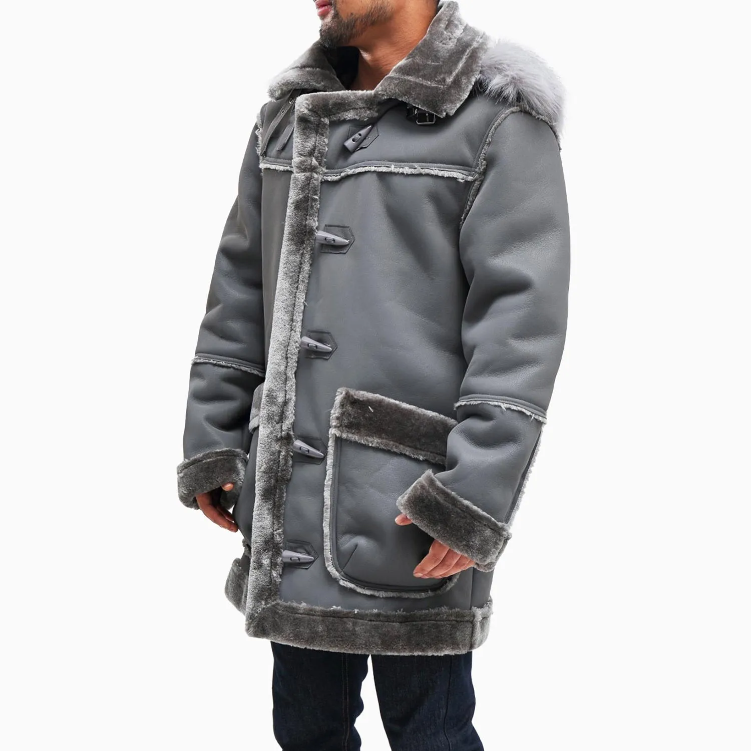 Men's Long Shearling Coat Jacket