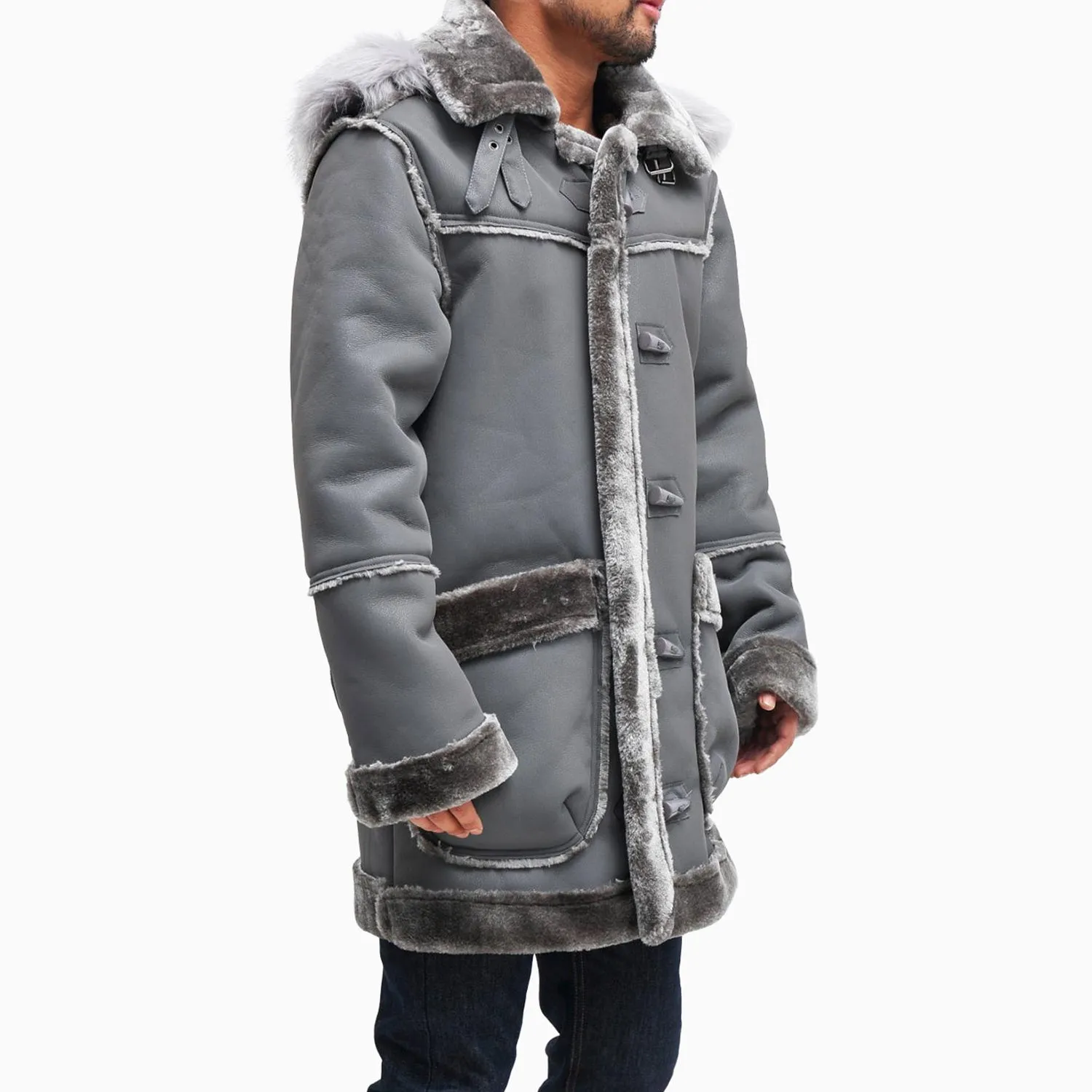 Men's Long Shearling Coat Jacket