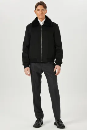 Men's Loro Piana Wool Jacket with Detachable Select Shearling Lamb Collar