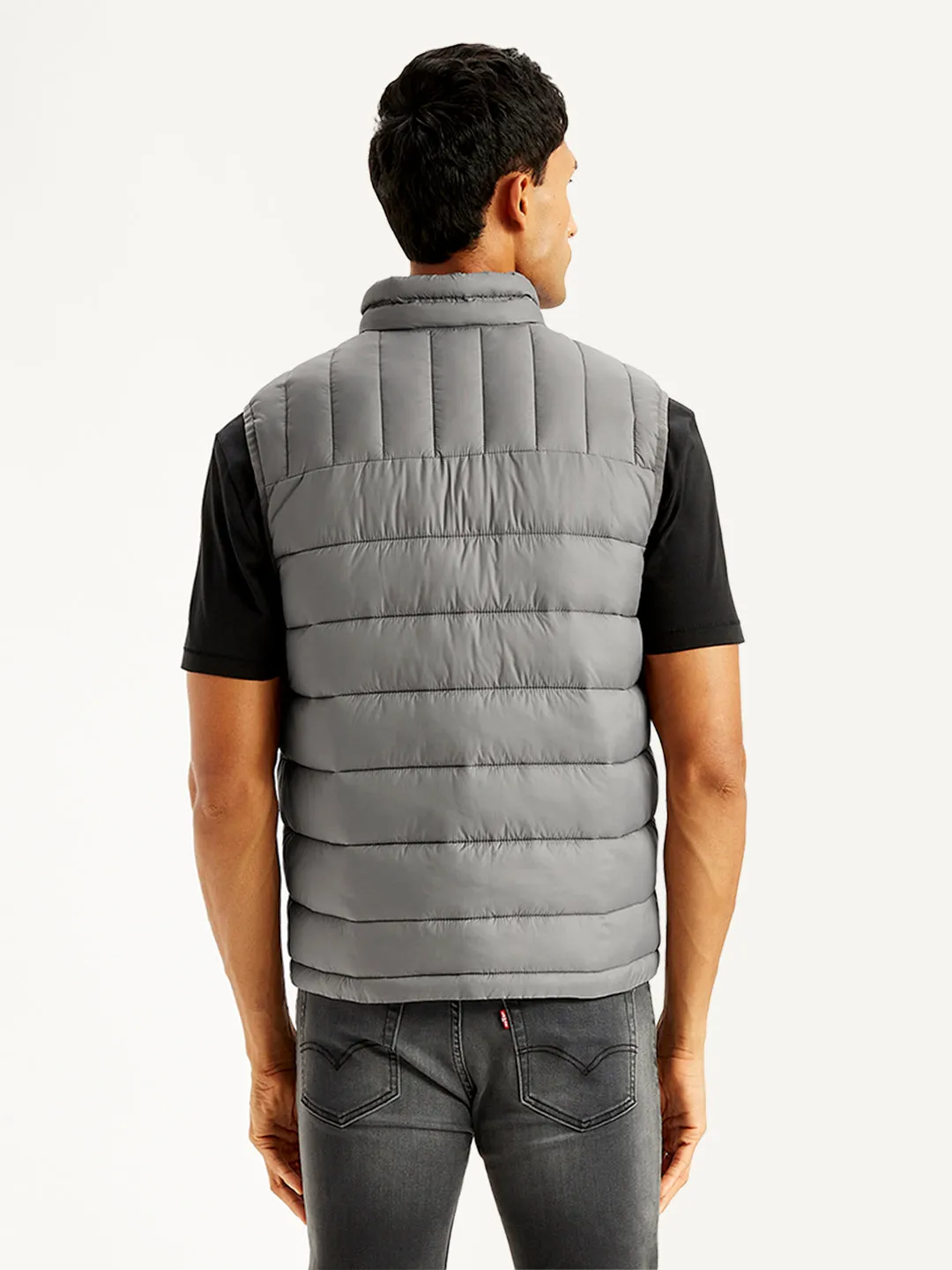 Men's Quilted Grey High Neck Puffer Jacket