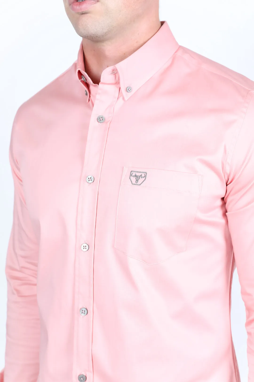 Men’s Single Pocket Logo Modern Fit Stretch Dress Shirt - Pink