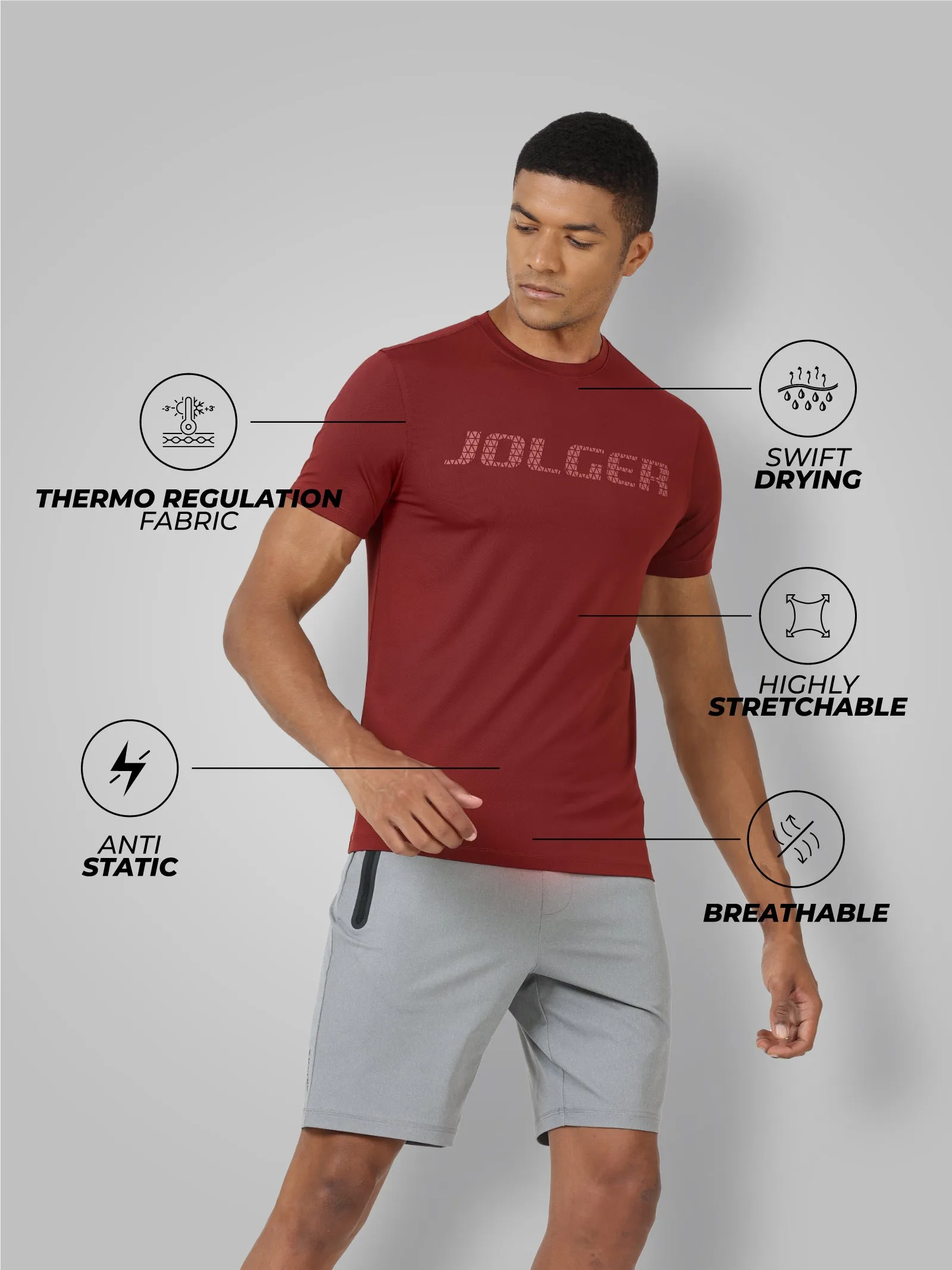 Men's Thermoregulated Quick wicking Crew neck T-shirt