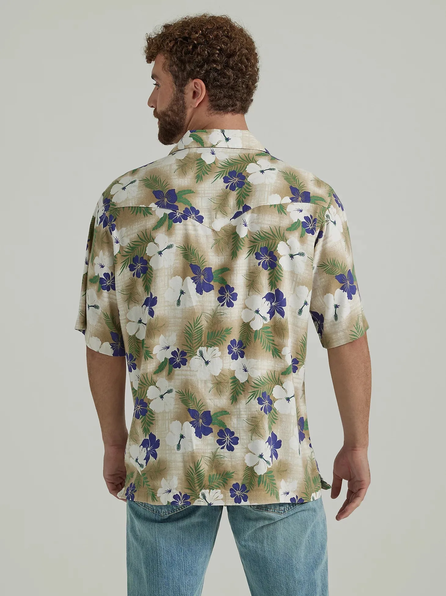 Men's Wrangler Coconut Cowboy Tan Floral Print Snap Shirt