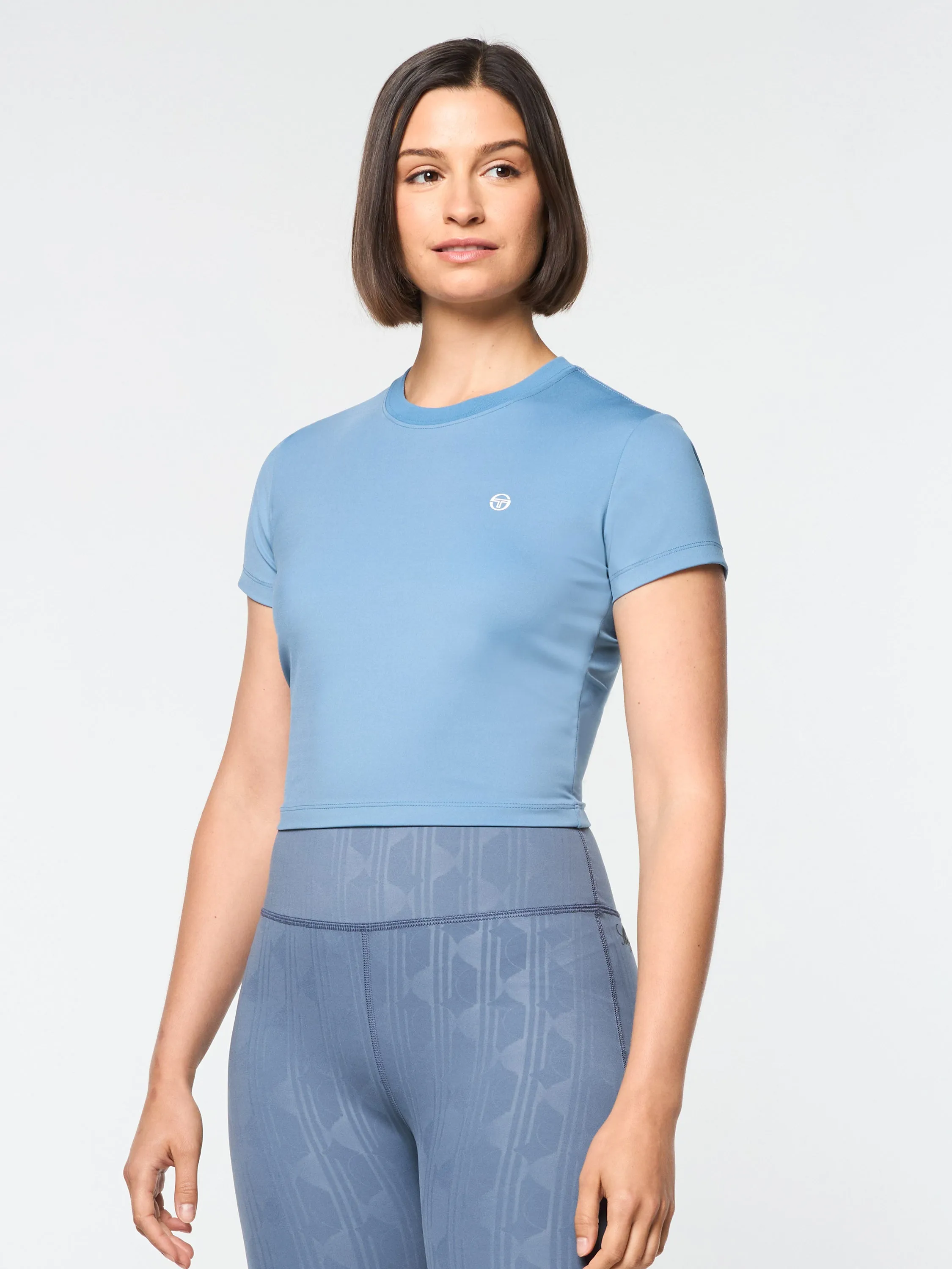 Mirano Fitted Crop Top- Coronet Blue