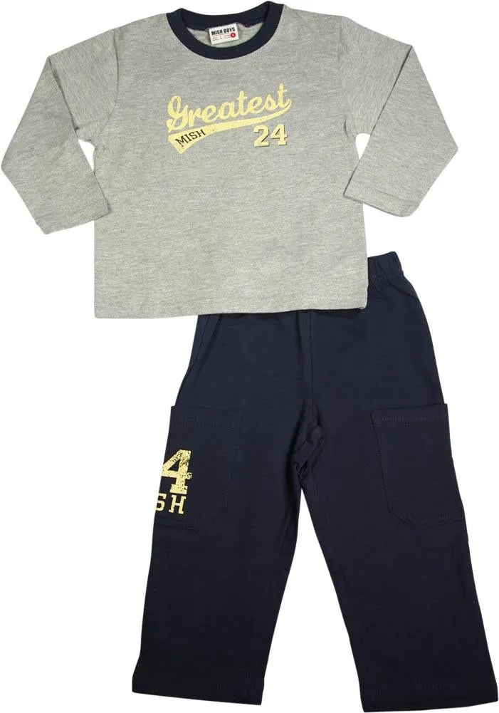 Mish Mish Baby Boys Infant Toddler Long Sleeve Cotton 2 Piece Pant Sets