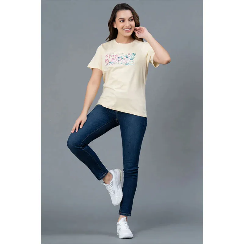 Mode by RedTape Casual Cotton T-Shirt for Women | Comfortable Round Neck Cotton T-Shirt