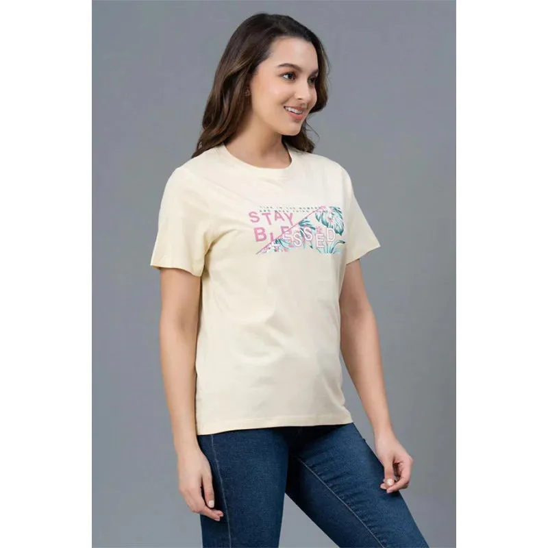 Mode by RedTape Casual Cotton T-Shirt for Women | Comfortable Round Neck Cotton T-Shirt