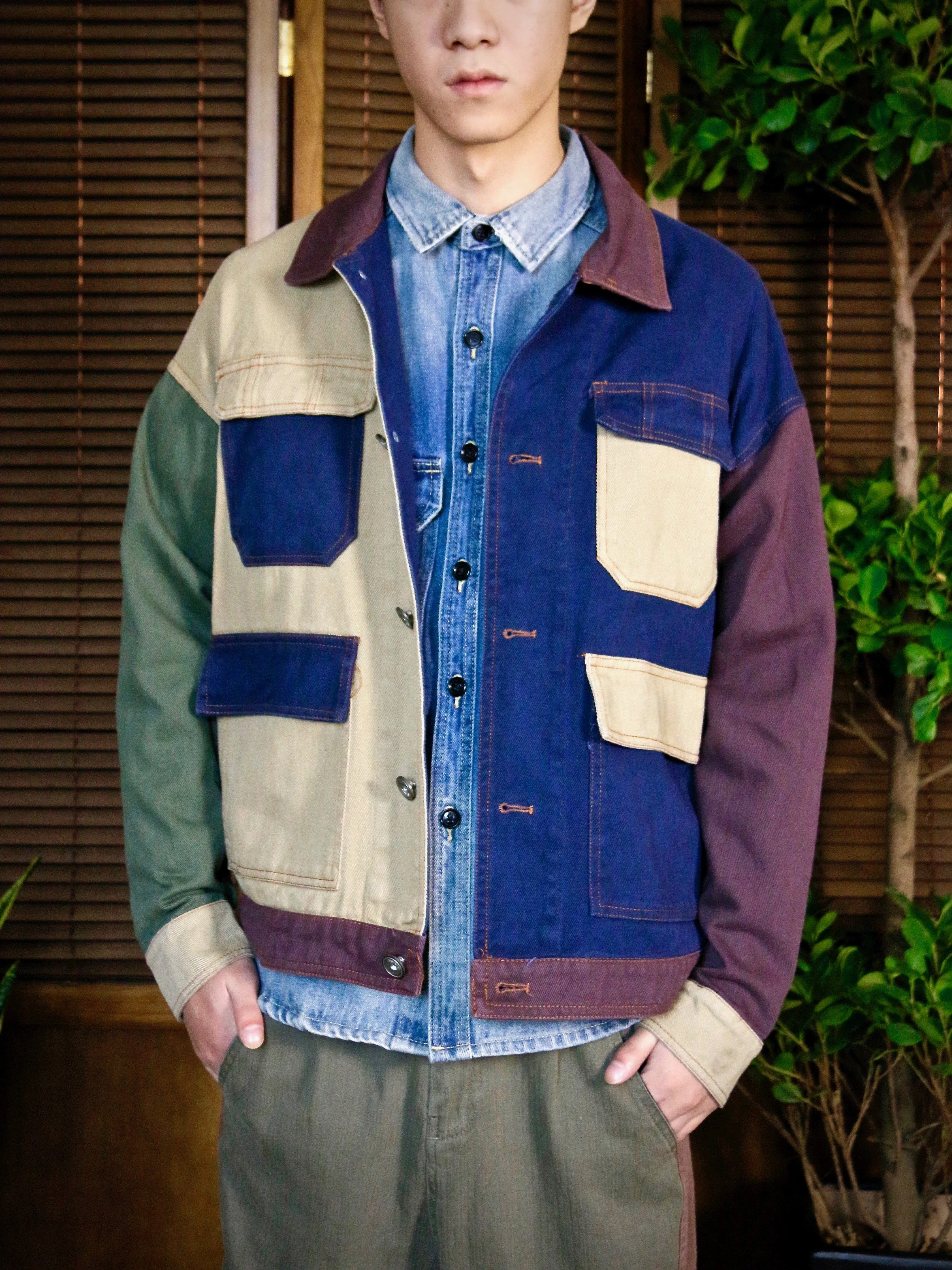 Multicolour 4-Pocket Workwear Denim Jacket