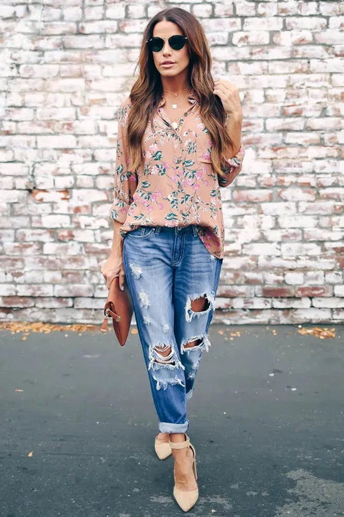 My Sweet Love Blush Floral Print Shirt