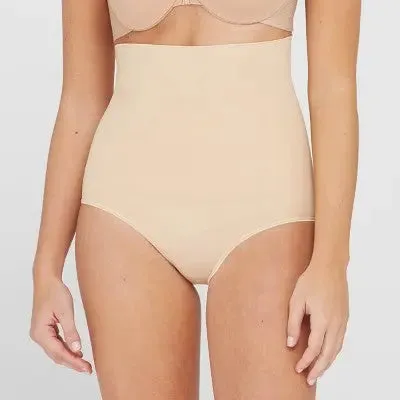 New - ASSETS by Spanx Women's Remarkable Results High Waist Control Brief - Light Beige XL