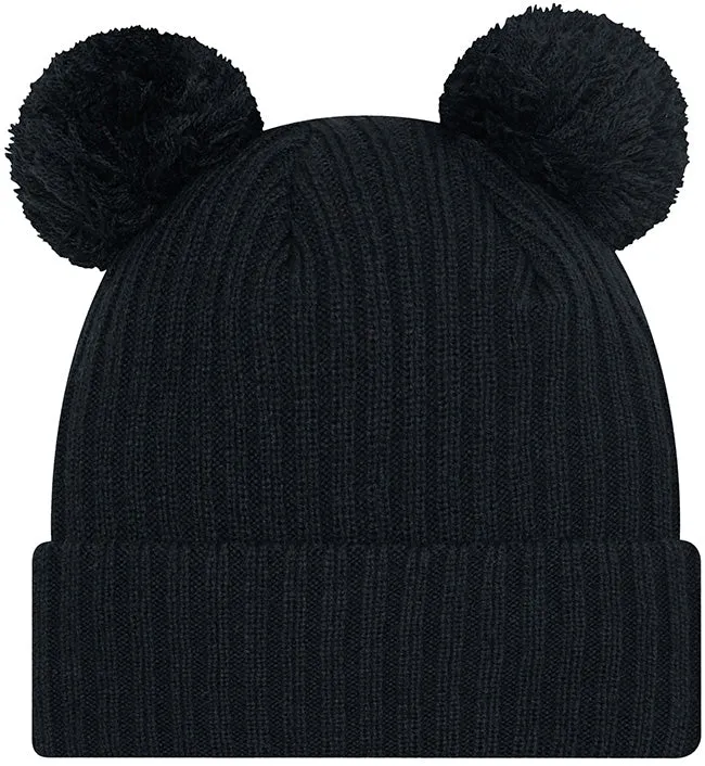 New Era Womens Double Pom Beanie NY Yankees Black