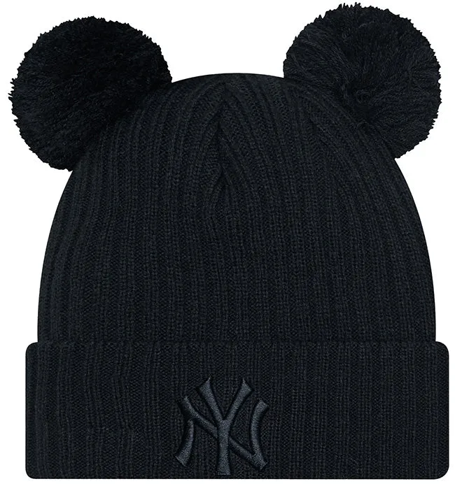 New Era Womens Double Pom Beanie NY Yankees Black