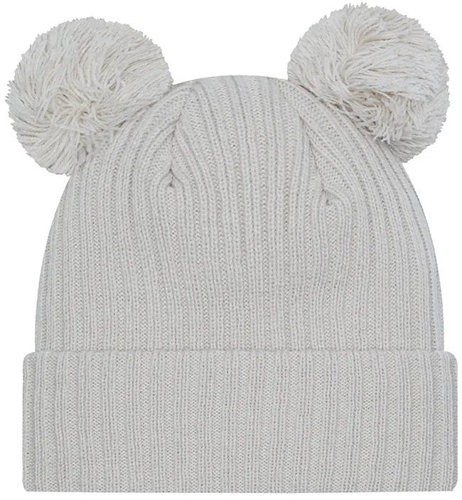 New Era Womens Double Pom Beanie NY Yankees Stone