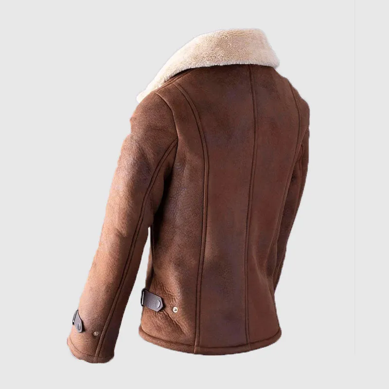 New Mens High Quality Faux Sheepskin Aviator Jacket