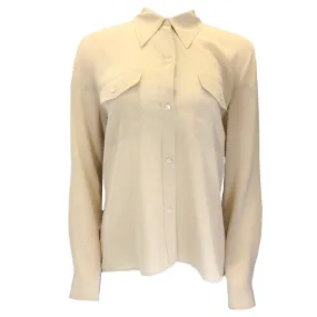 Nili Lotan Tan Ninette Silk Shirt in Honey