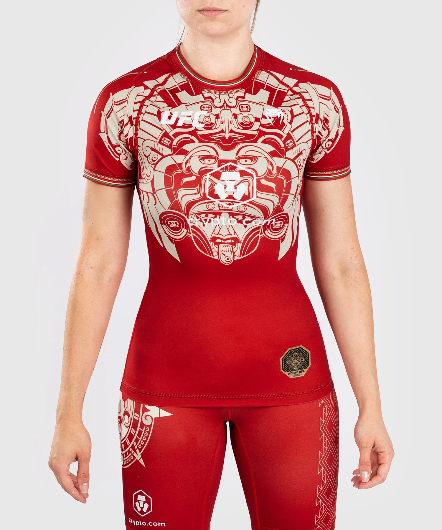 Noche UFC By Venum Authentic Fight Night Women’s Performance Short Sleeve Rashguard - Red