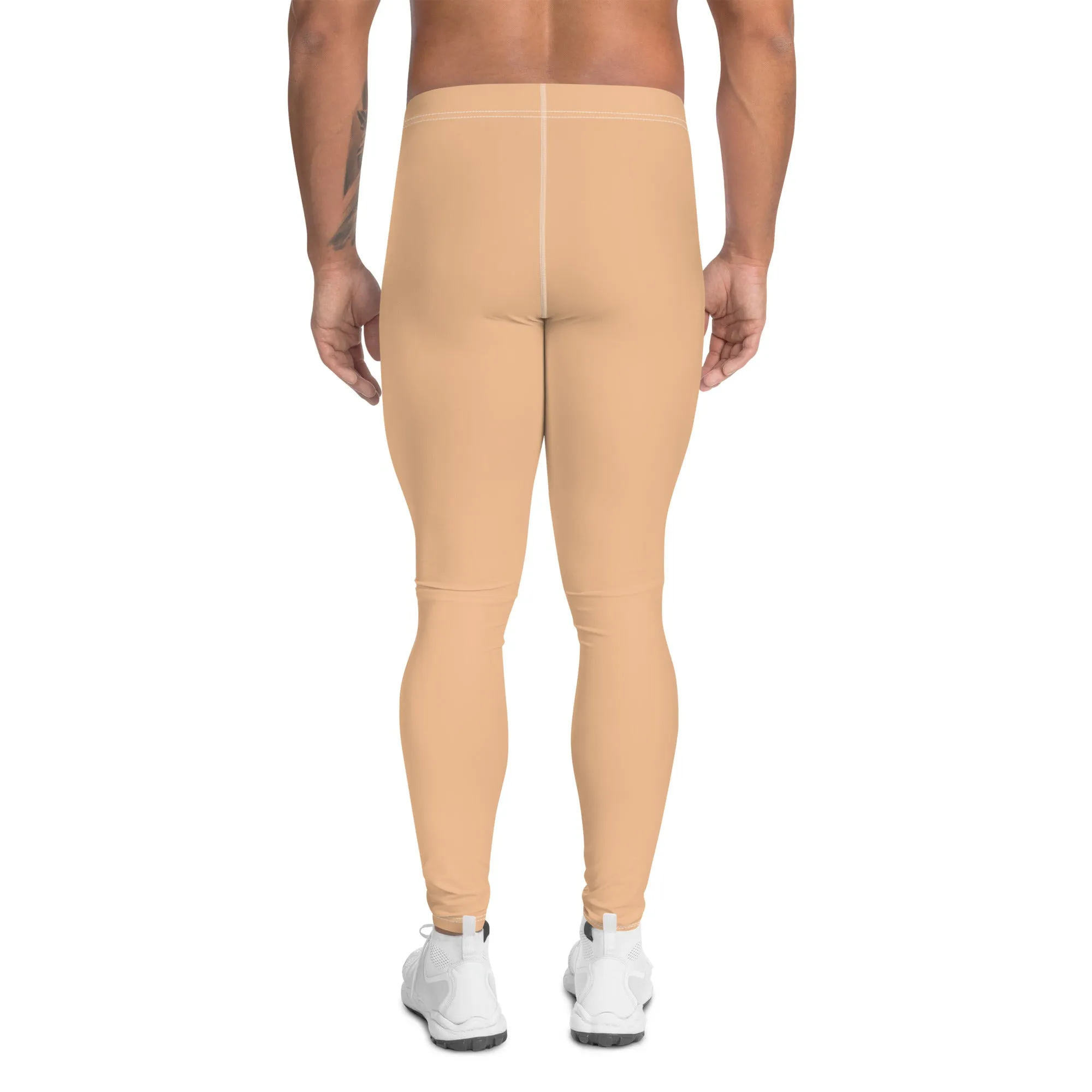 Pastel Nude Color Designer Meggings, Solid Nude Color Premium Designer Men's Tight Pants - Made in USA/EU/MX