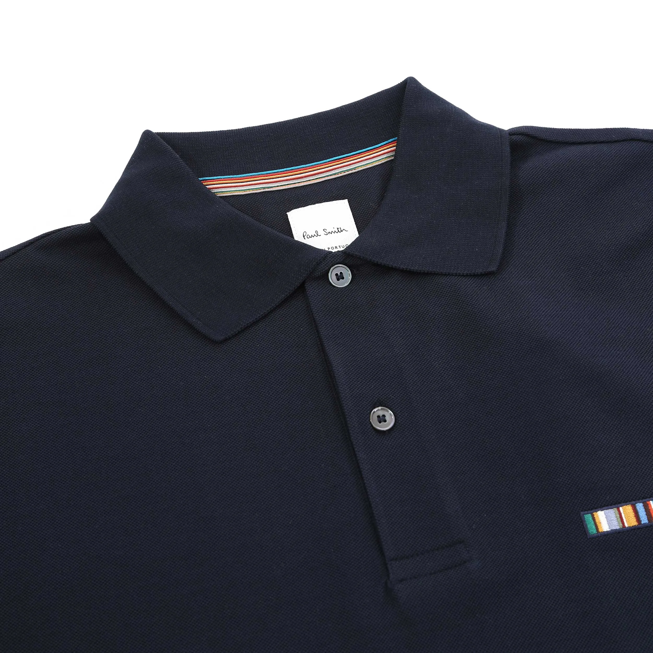 Paul Smith Multi Stripe Emb Polo Shirt in Navy