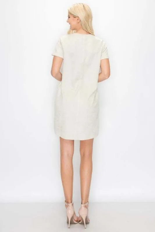 Phoenix Suede Tee Dress - Cream