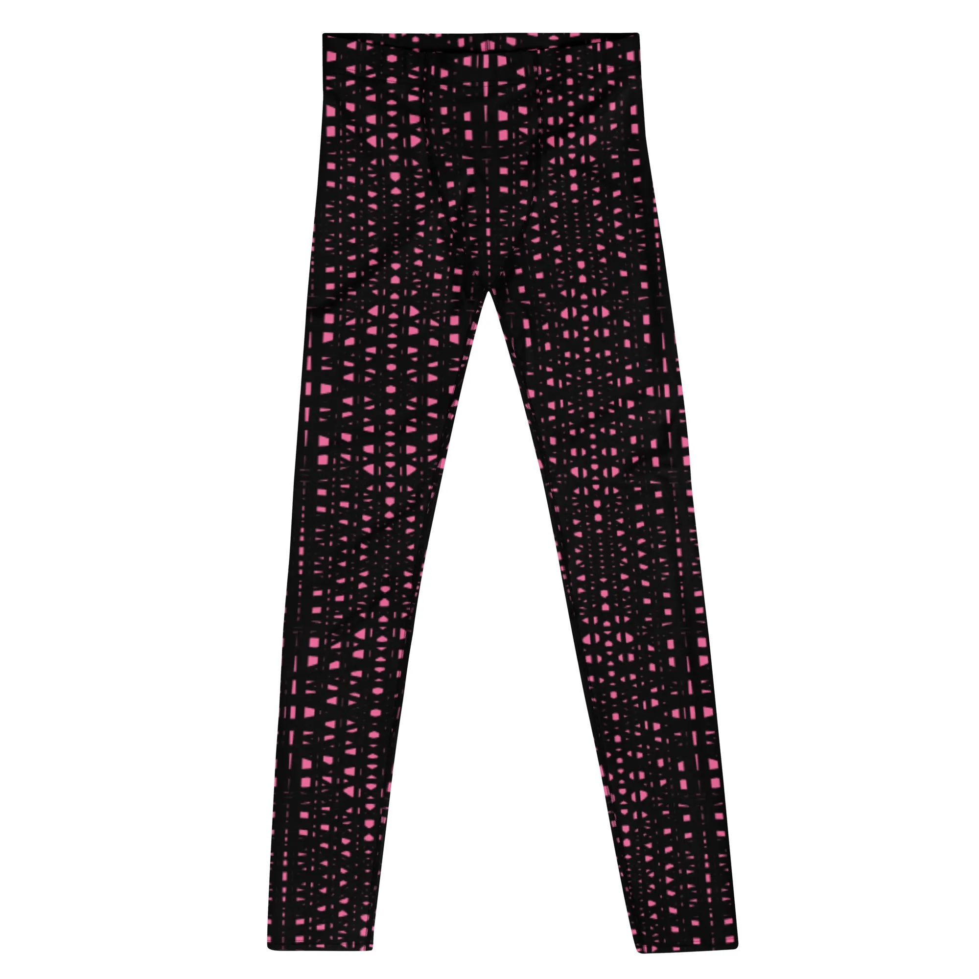 Pink Black Meshed Men's Leggings, Best Premium Meggings Compression Running Tights-Made in USA/EU/MX