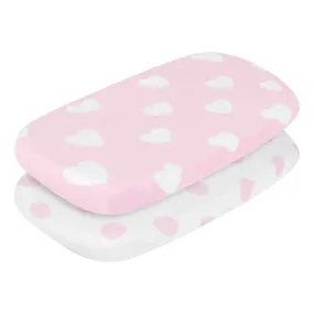 Pink/White Hearts and Dots 2 Pack Girls Bassinet Sheet Set