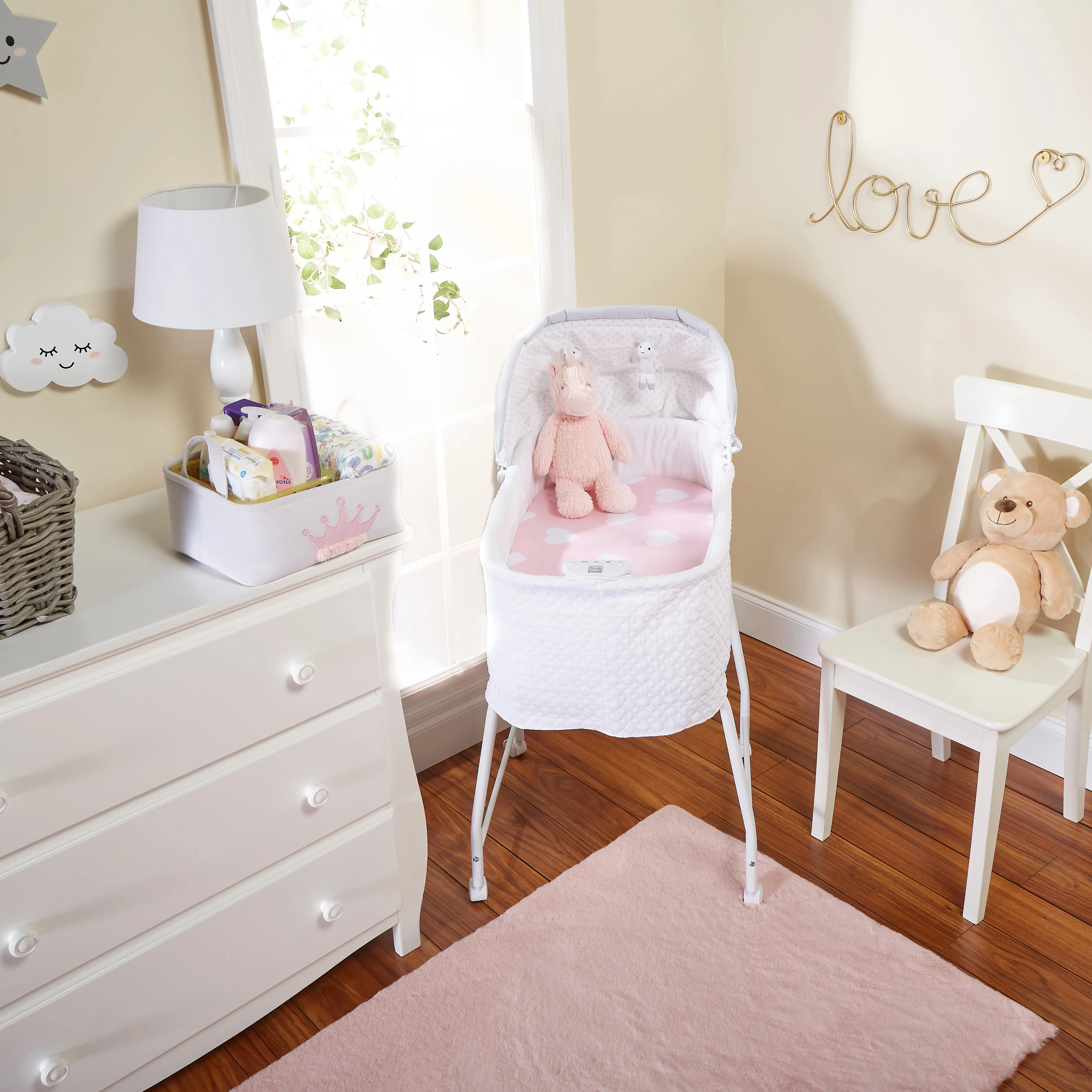 Pink/White Hearts and Dots 2 Pack Girls Bassinet Sheet Set