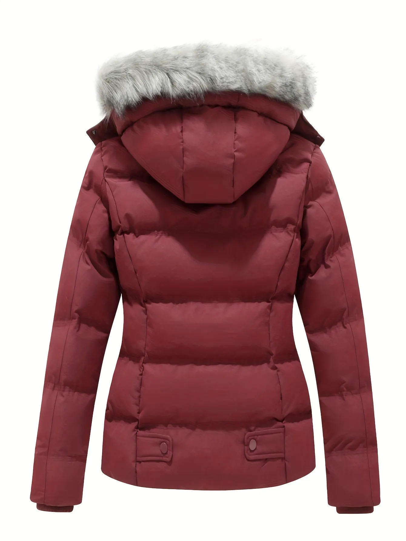 Plush Women's Quilted Hooded Winter Coat - Warm, Thick, and Stylish Jacket for Cold Weather - Water-Resistant and Windproof Design