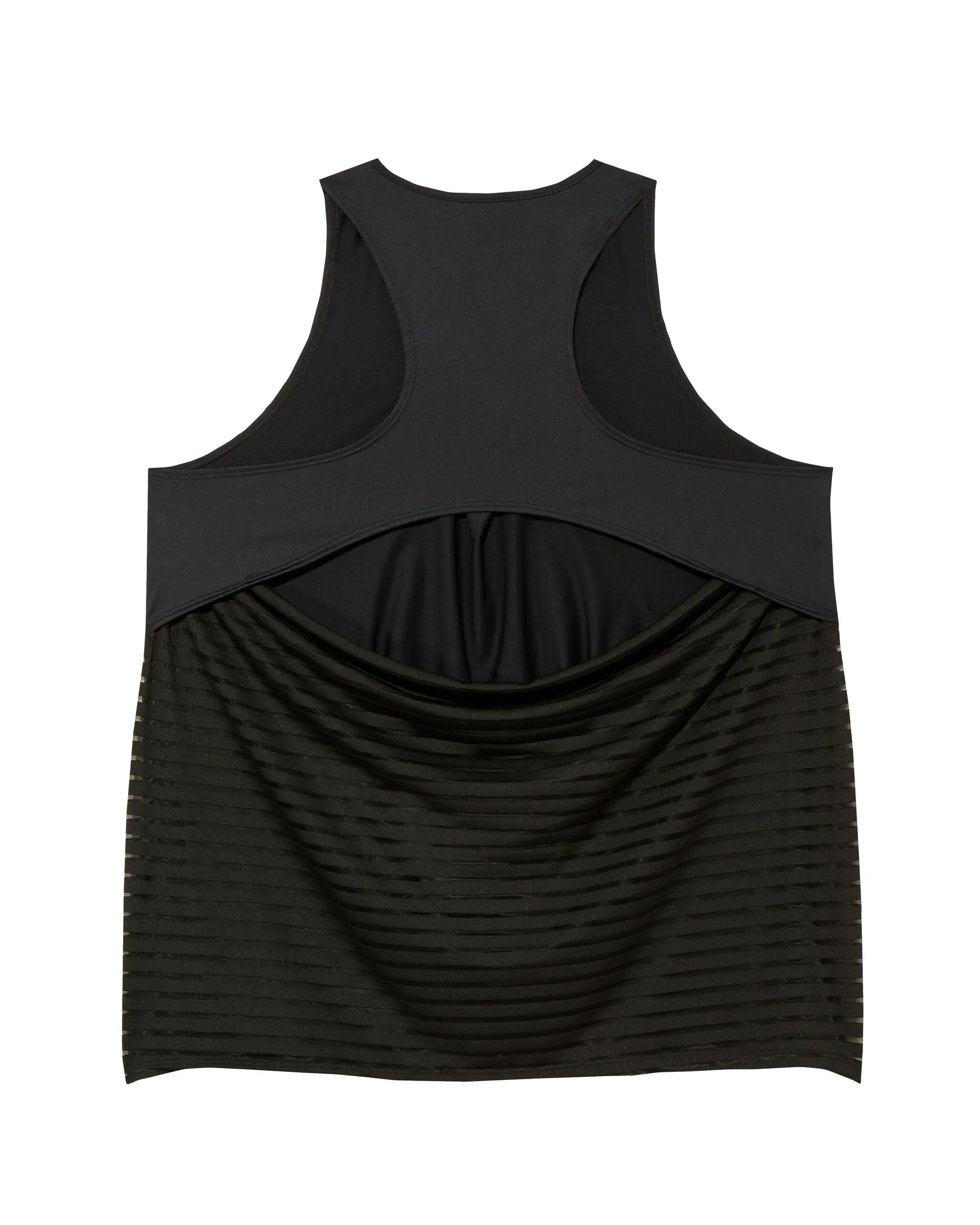 Poppy Tank with Draped Mesh Back | Black