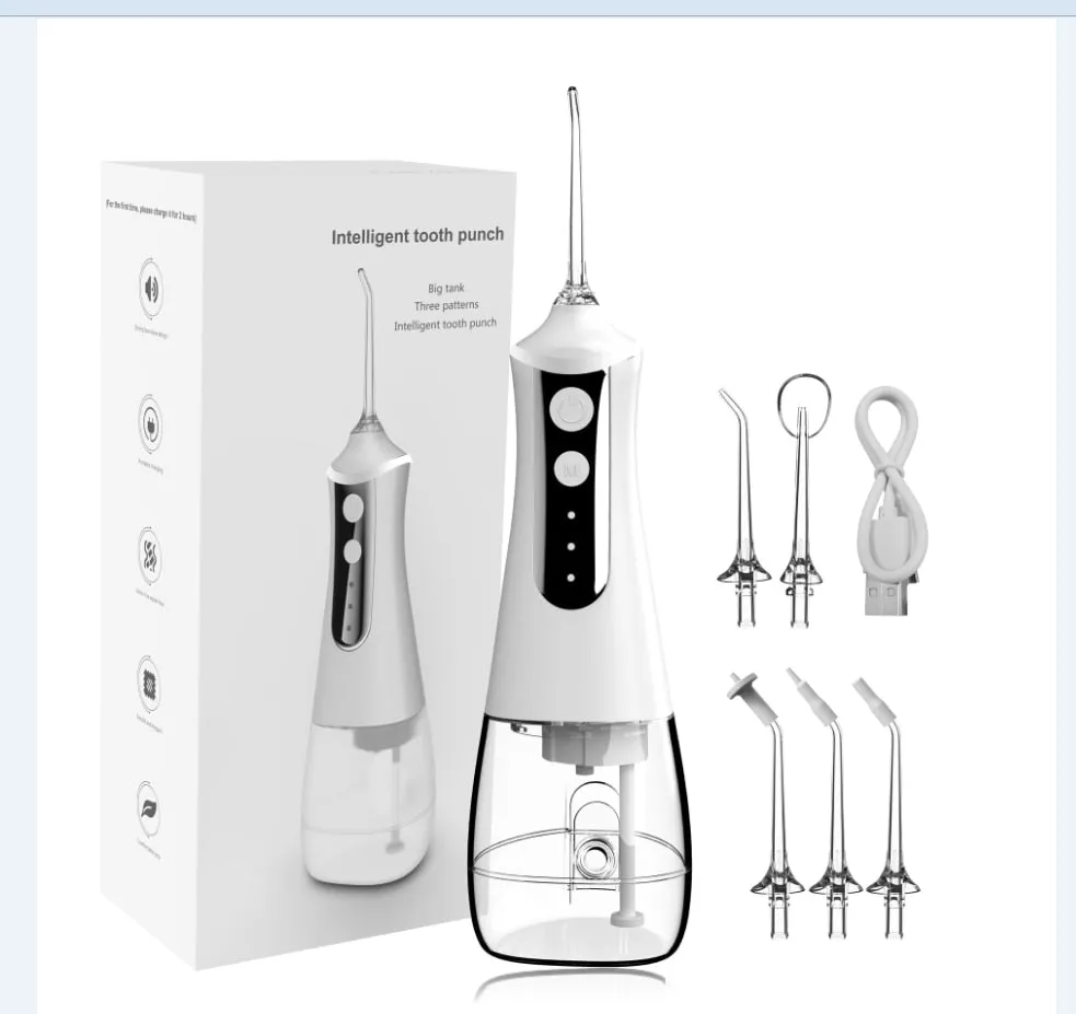 Portable Oral Irrigator Water Flosser Dental Water Jet Tools Pick Cleaning Teeth 300ML 5 Nozzles Mouth Washing Machine Floss 0ral irrigator