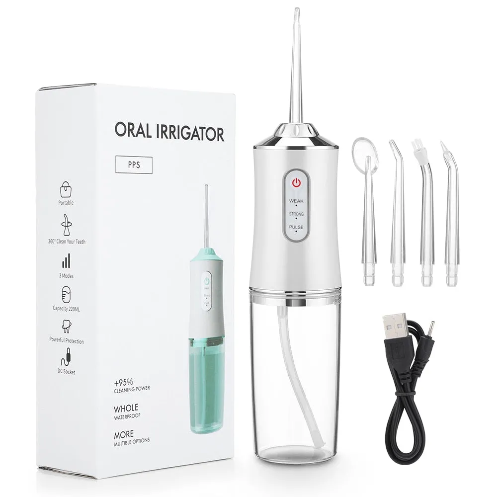 Portable Oral Irrigator Water Flosser Dental Water Jet Tools Pick Cleaning Teeth 300ML 5 Nozzles Mouth Washing Machine Floss 0ral irrigator