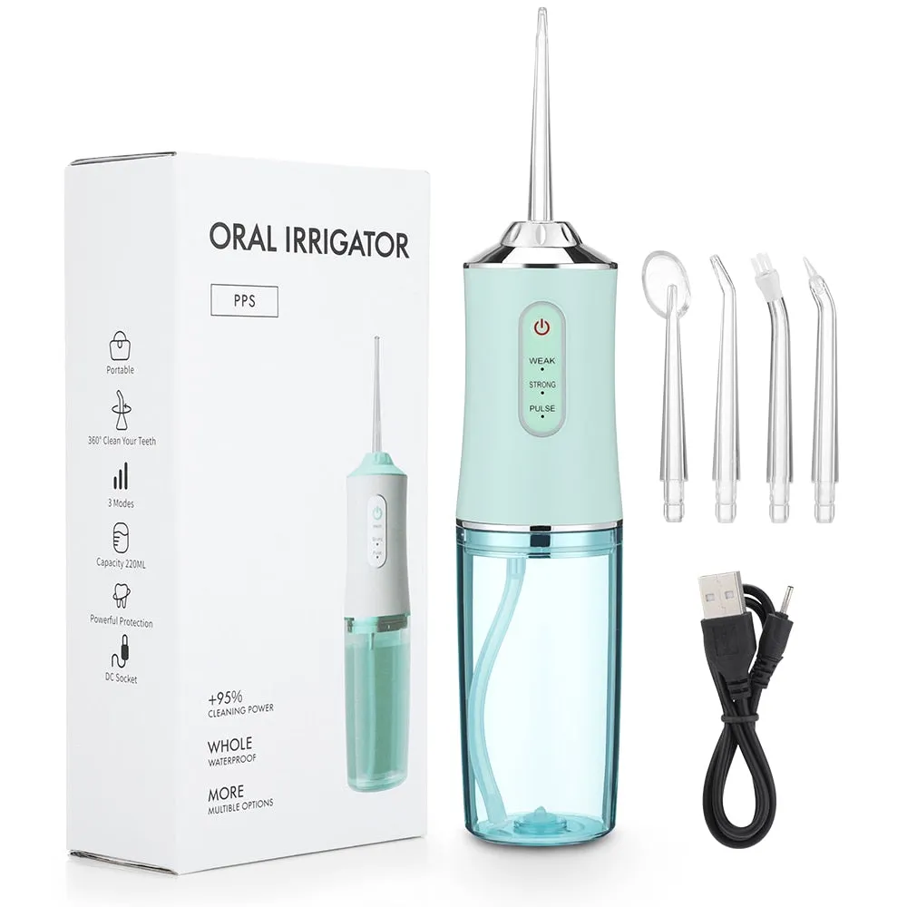 Portable Oral Irrigator Water Flosser Dental Water Jet Tools Pick Cleaning Teeth 300ML 5 Nozzles Mouth Washing Machine Floss 0ral irrigator