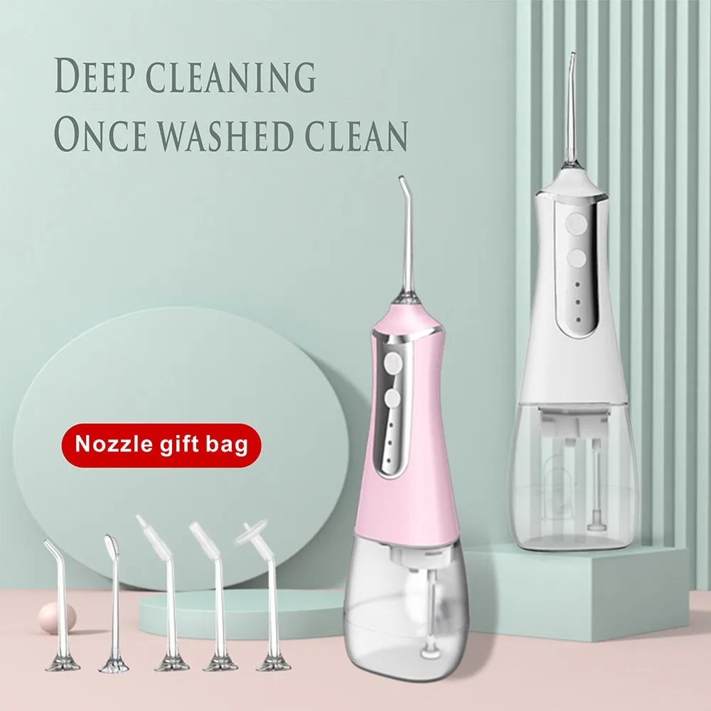 Portable Oral Irrigator Water Flosser Dental Water Jet Tools Pick Cleaning Teeth 300ML 5 Nozzles Mouth Washing Machine Floss 0ral irrigator