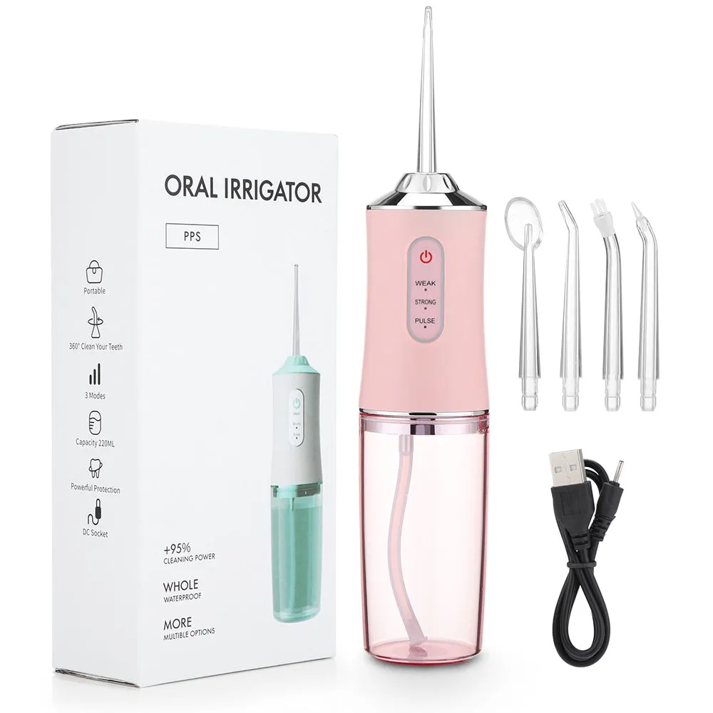 Portable Oral Irrigator Water Flosser Dental Water Jet Tools Pick Cleaning Teeth 300ML 5 Nozzles Mouth Washing Machine Floss 0ral irrigator