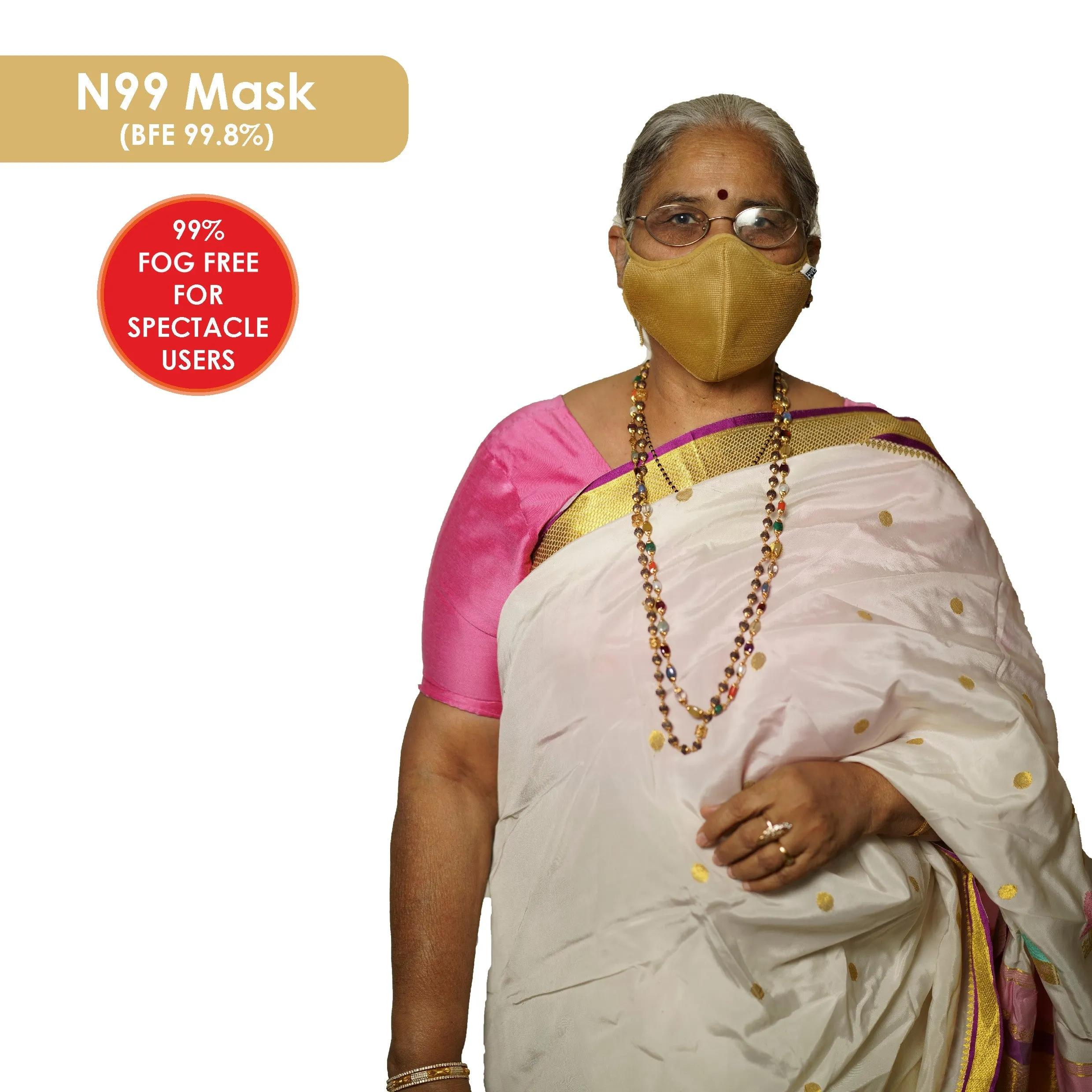 Posi ve N99 Fog Free Face Mask Golden Large