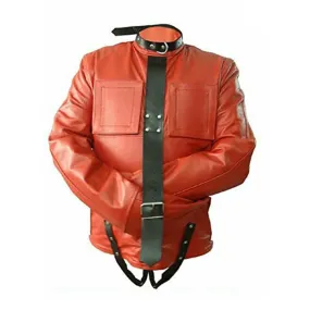 Red Leather Straight Jacket for Men