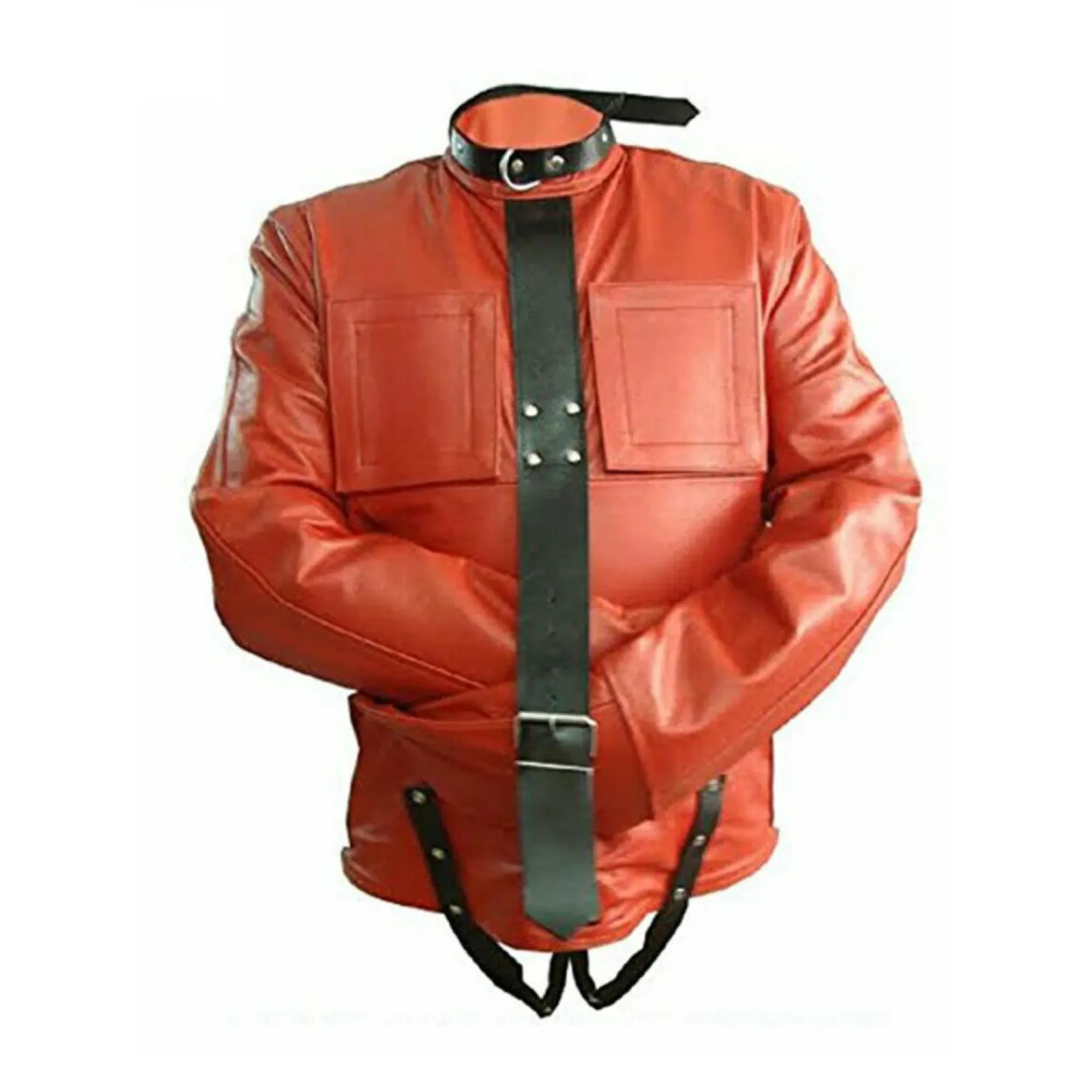 Red Leather Straight Jacket for Men