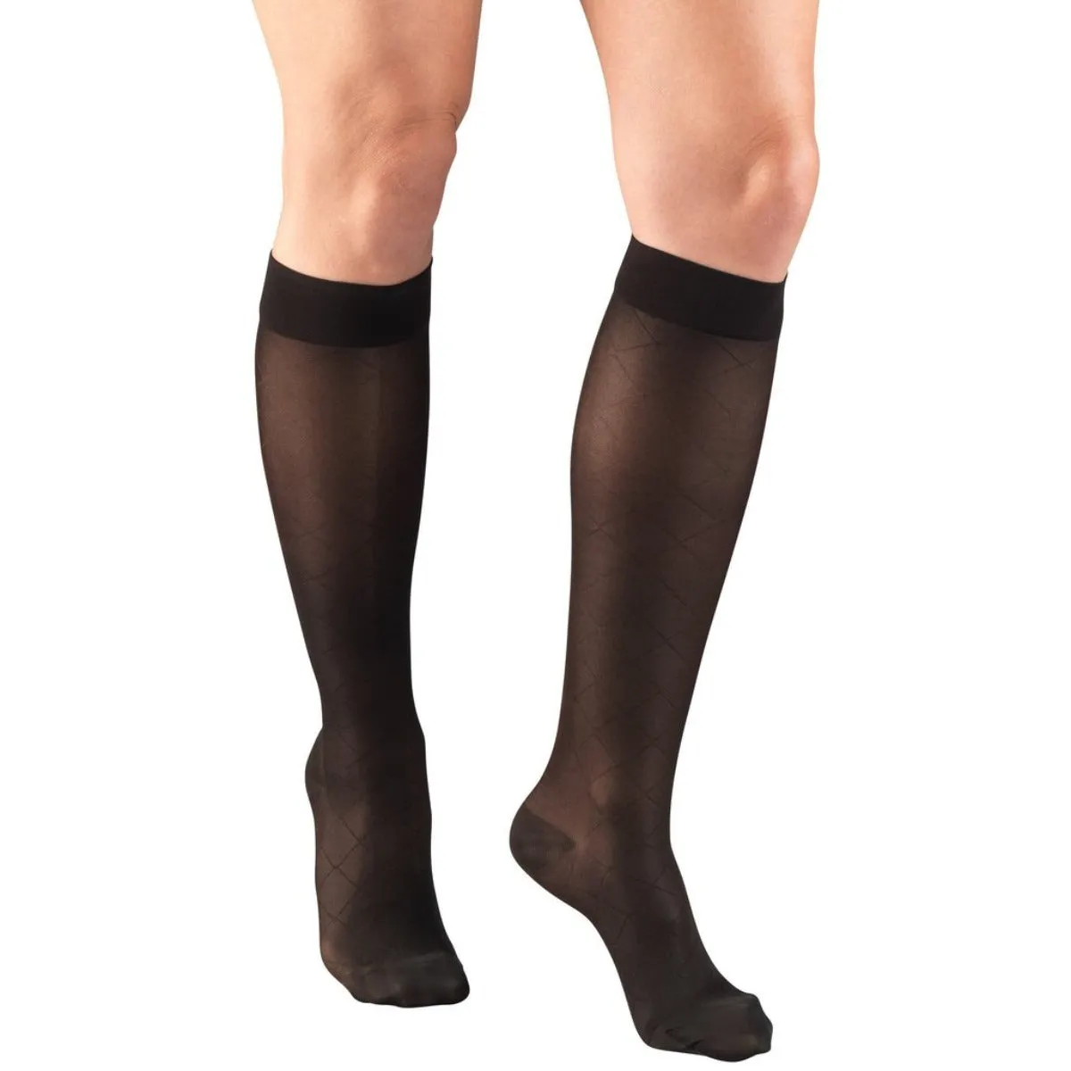 ReliefWear Women's LITES Diamond Pattern Sheer Knee Highs New - 15-20 mmHg