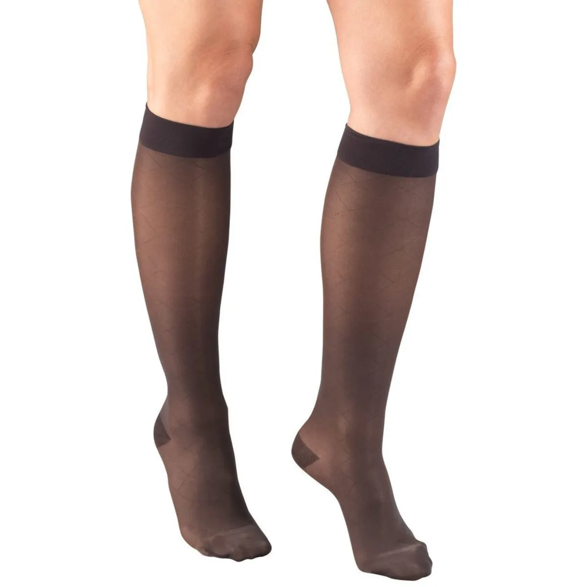 ReliefWear Women's LITES Diamond Pattern Sheer Knee Highs New - 15-20 mmHg