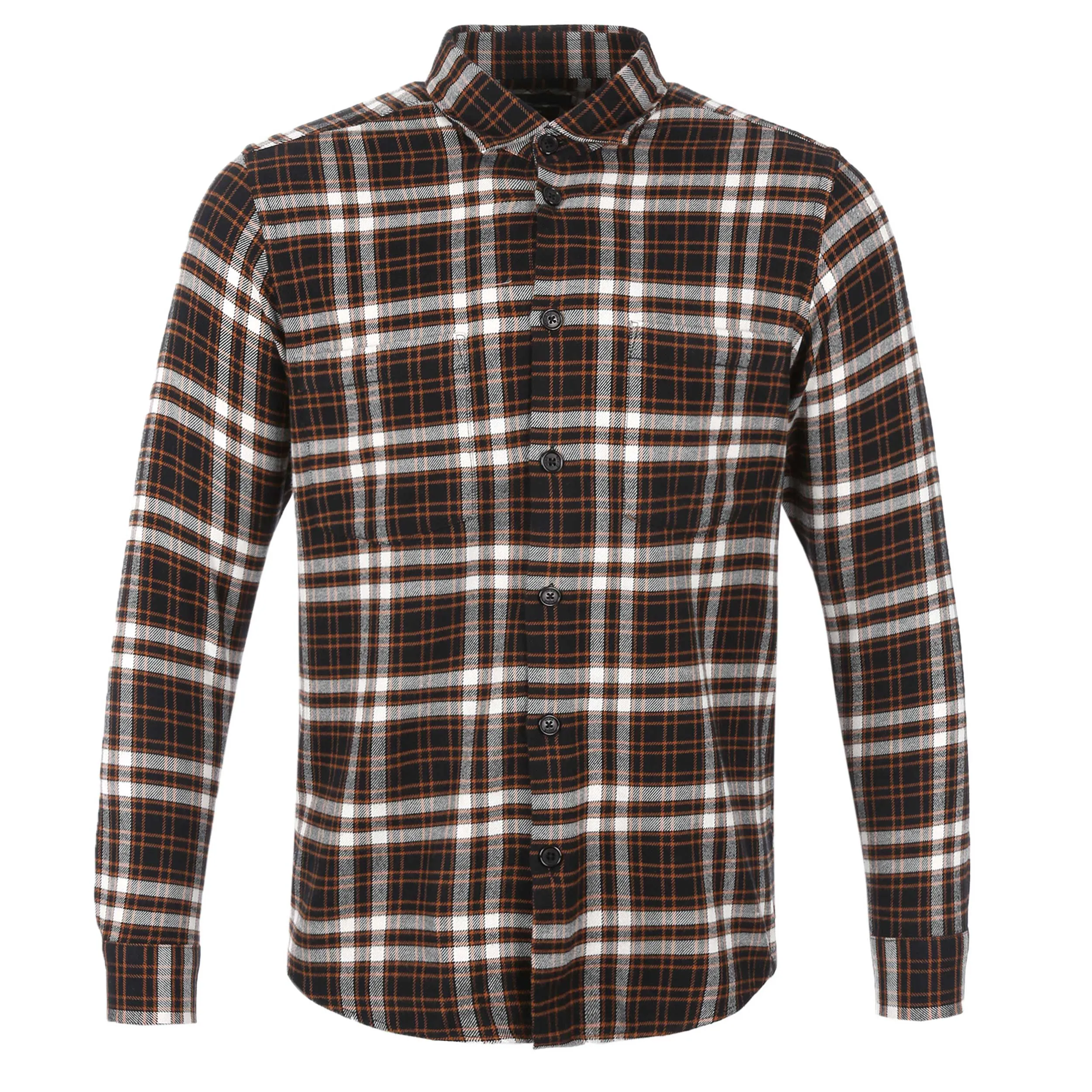 Remus Uomo Check Overshirt in Black Tan Check