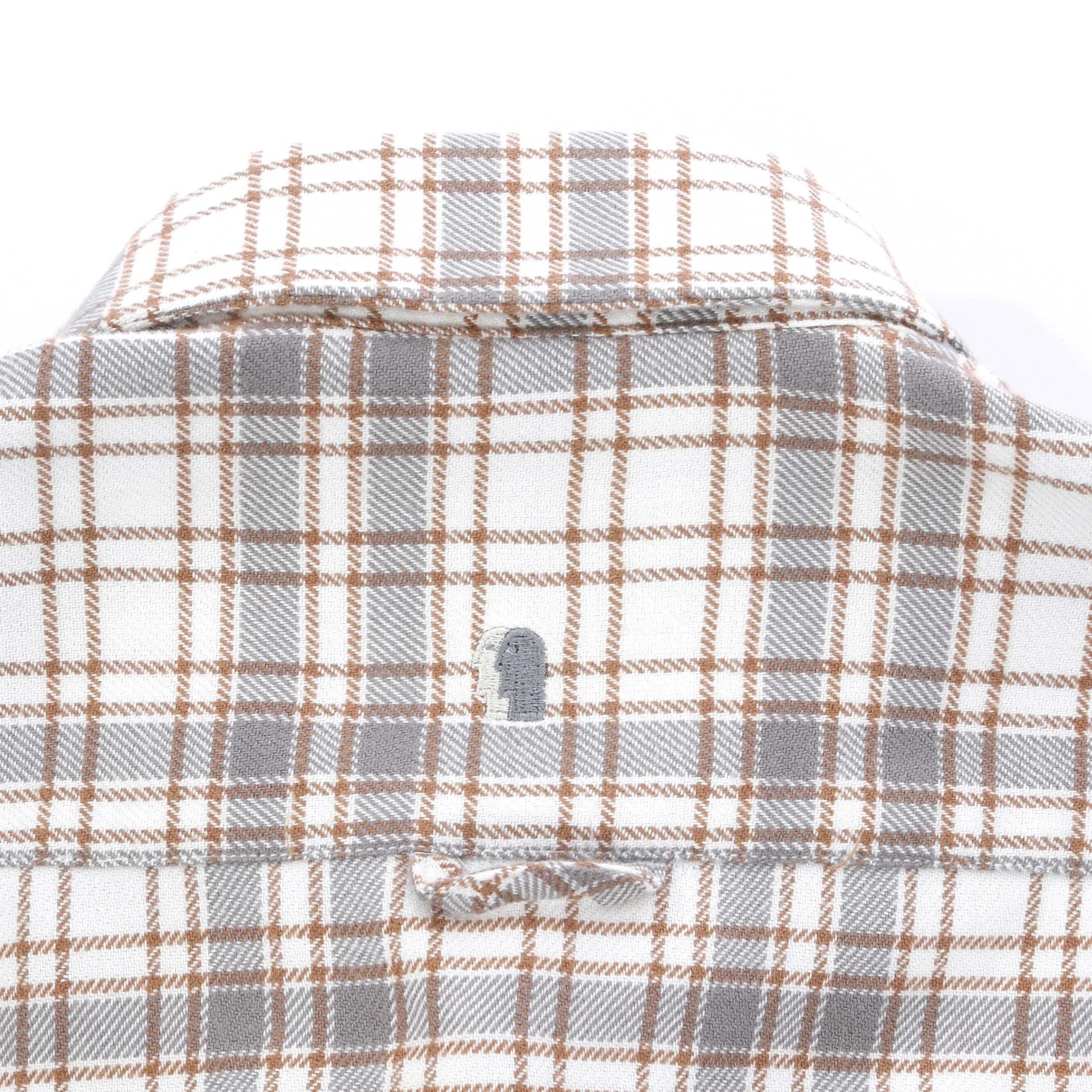 Remus Uomo Check Overshirt in White Tan Check