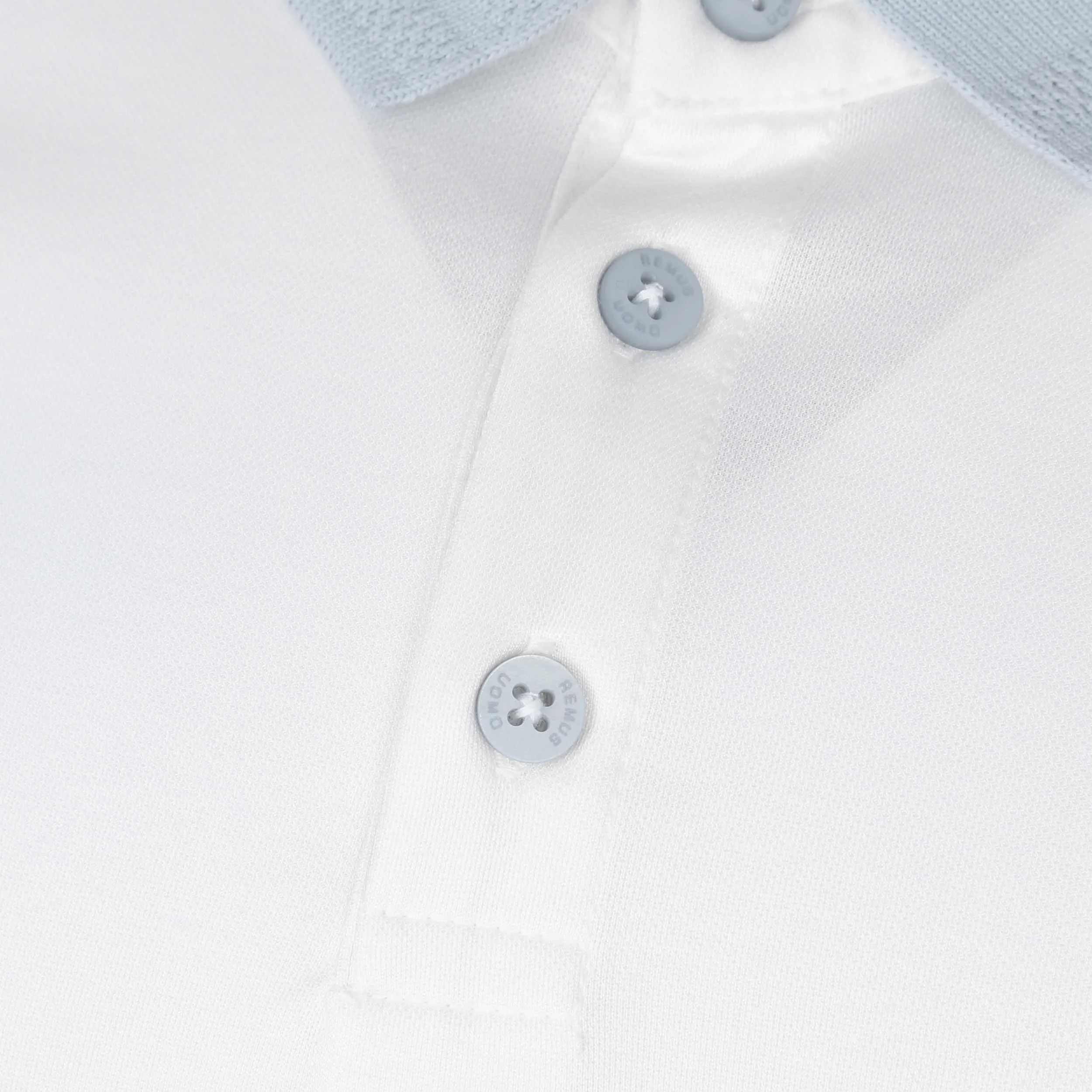 Remus Uomo Contrast Collar Polo Shirt in White