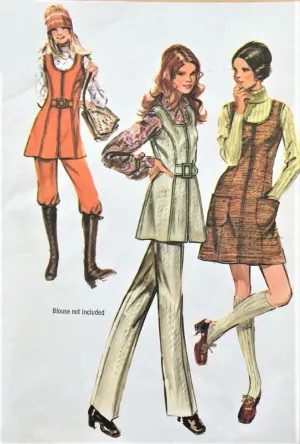 Retro 70s MOD Mini Jumper Tunic Pants Pattern SIMPLICITY 9582