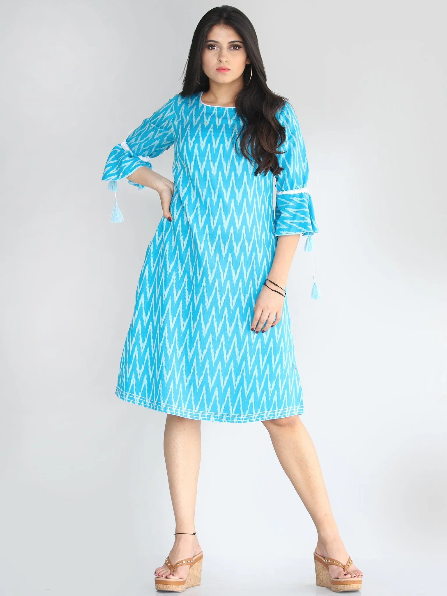 Rida - Handwoven Ikat Tunic Dress With Tassels - D412F672