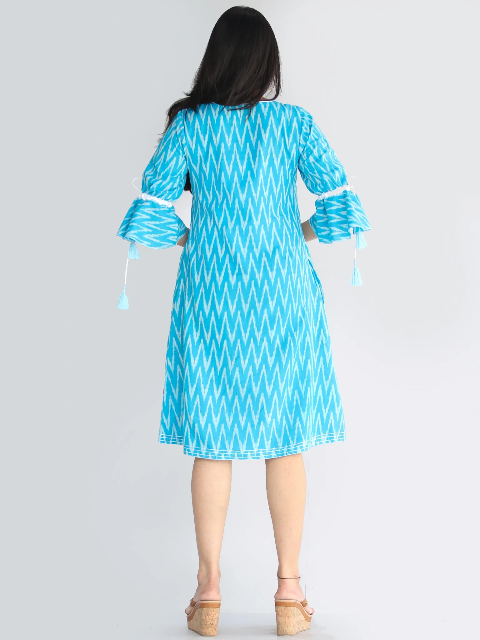 Rida - Handwoven Ikat Tunic Dress With Tassels - D412F672