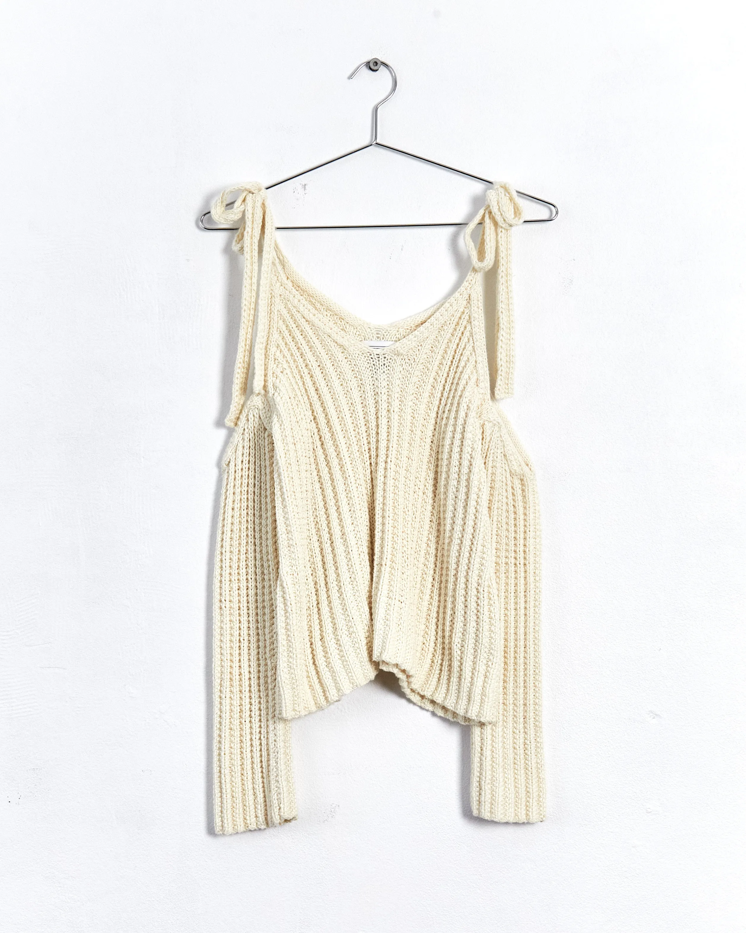 Rosie Assoulin resort '16 tie shoulder knit top, cream, 8