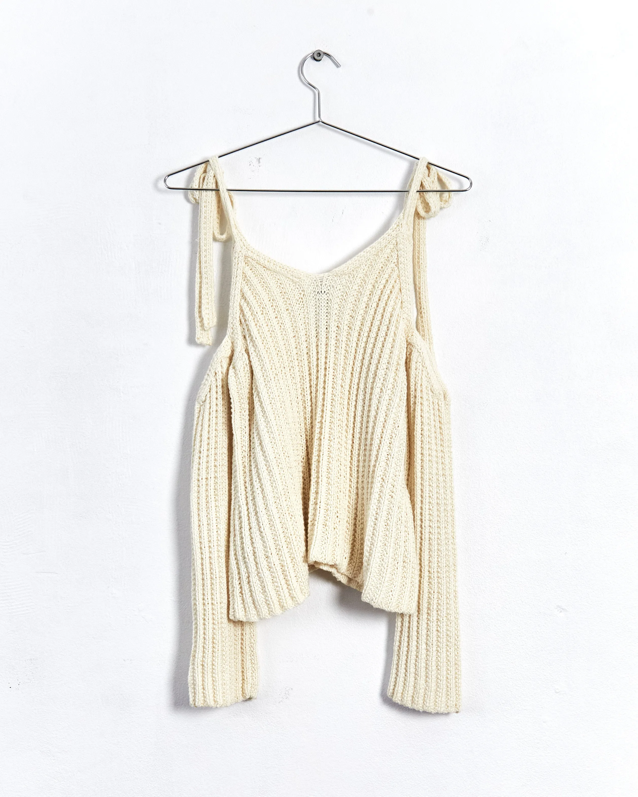 Rosie Assoulin resort '16 tie shoulder knit top, cream, 8